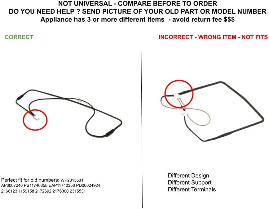 GLOB PRO SOLUTIONS 2166123 1159158 2172692 2176300 2315531 CKD5463 Defrost Heater Assembly