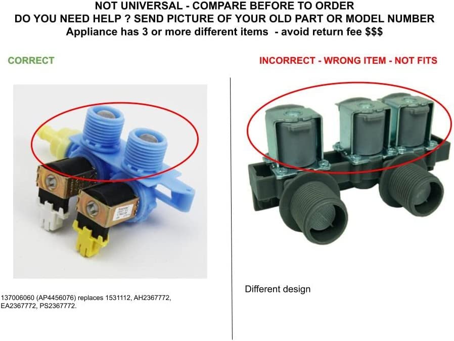 GLOB PRO SOLUTIONS WP8182862 CKD3834 Water Inlet Valve
