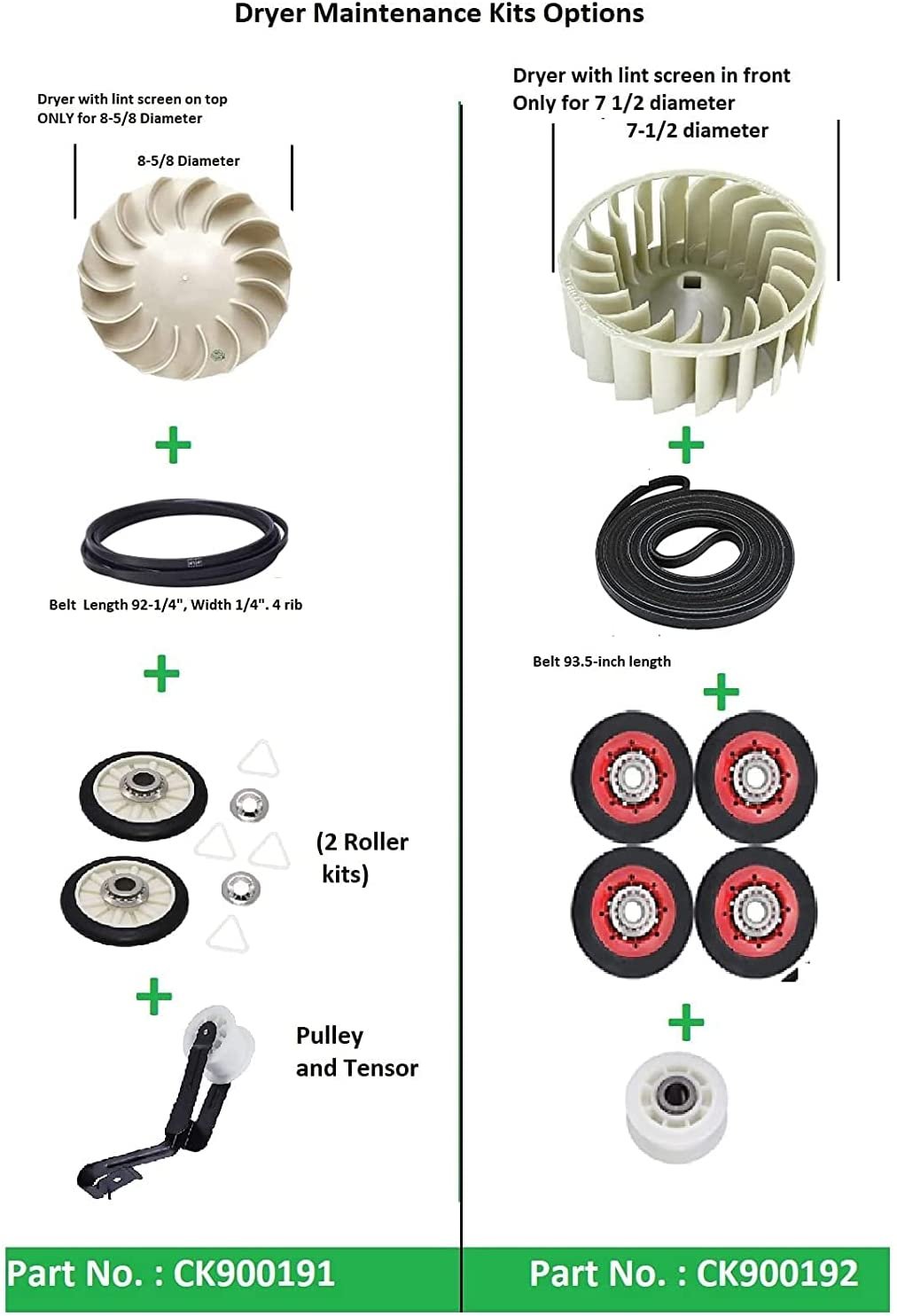 GLOB PRO SOLUTIONS 279500 279711 299678 338840 CKD1770 Dryer The Blower Wheel 9" Diameter Replacement for and compatible with Whirlpool Kenmore KitchenAid Maytag Heavy DUTY