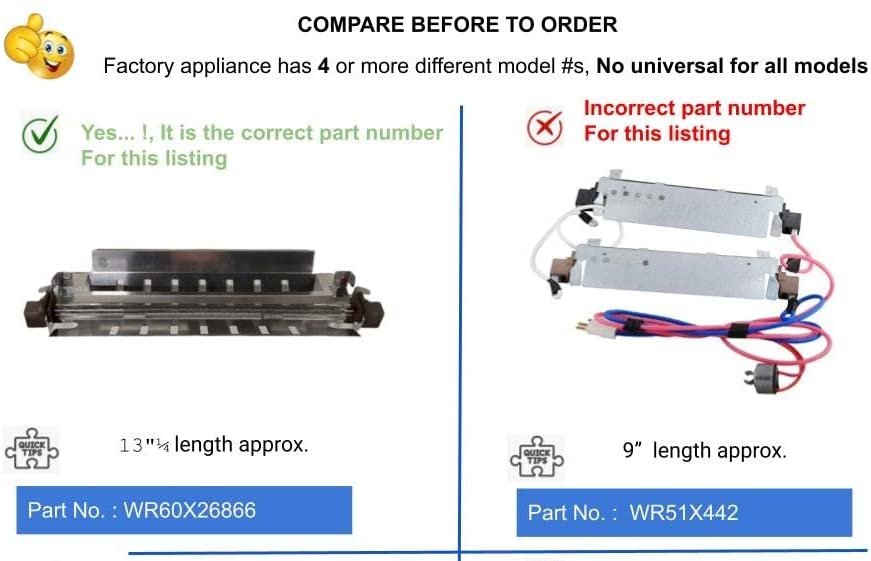 WR51X10055 Fridge Defrost Heater Assembly 13" ¼ length Approx. Replacement for and compatible with GE Heavy DUTY