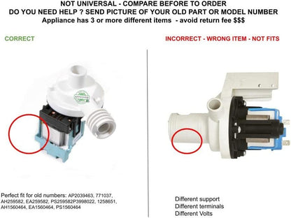 GLOB PRO SOLUTIONS AP2039463 PS259582 EAP259582 PD00025346 CKD2982 Drain Pump
