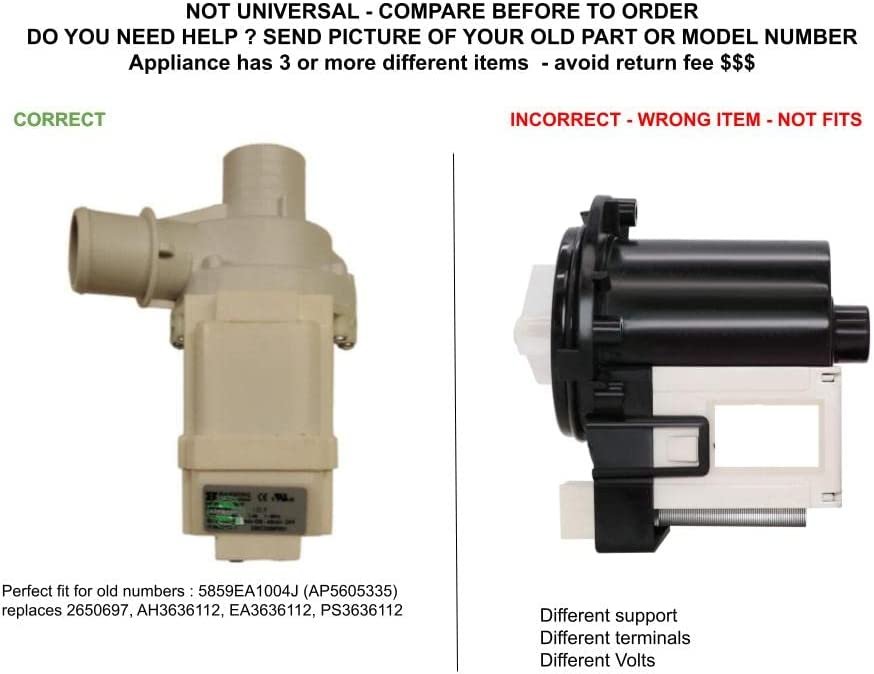 GLOB PRO SOLUTIONS WT1101CW WT1701CV WT4870CW WT4970CW WT5480CW CKD6987 Washer Drain Pump