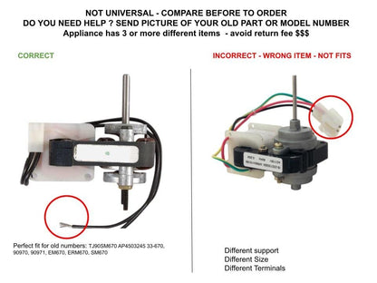 GLOB PRO SOLUTIONS AP4503245 33-670 CKD2548 Refrigerator Utility Motor 3" Length Approx. Replacement for and Compatible with Heavy Duty