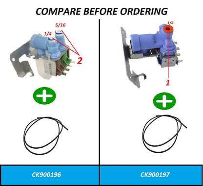 GlobPro PD00000995 Fridge Water Inlet Valve - ¼" - 5/16" inlet 2 coil Replacement for and compatible with General Electric Kenmore Heavy DUTY