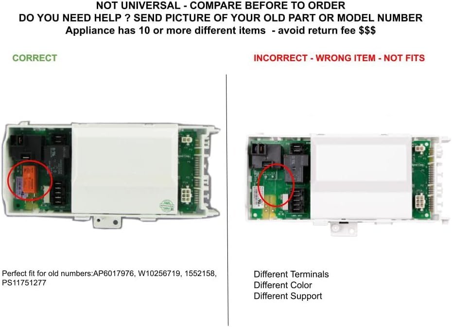 GLOB PRO SOLUTIONS W10256719 1552158 CKD2793 Main Control Board compatible with Whirlpool,