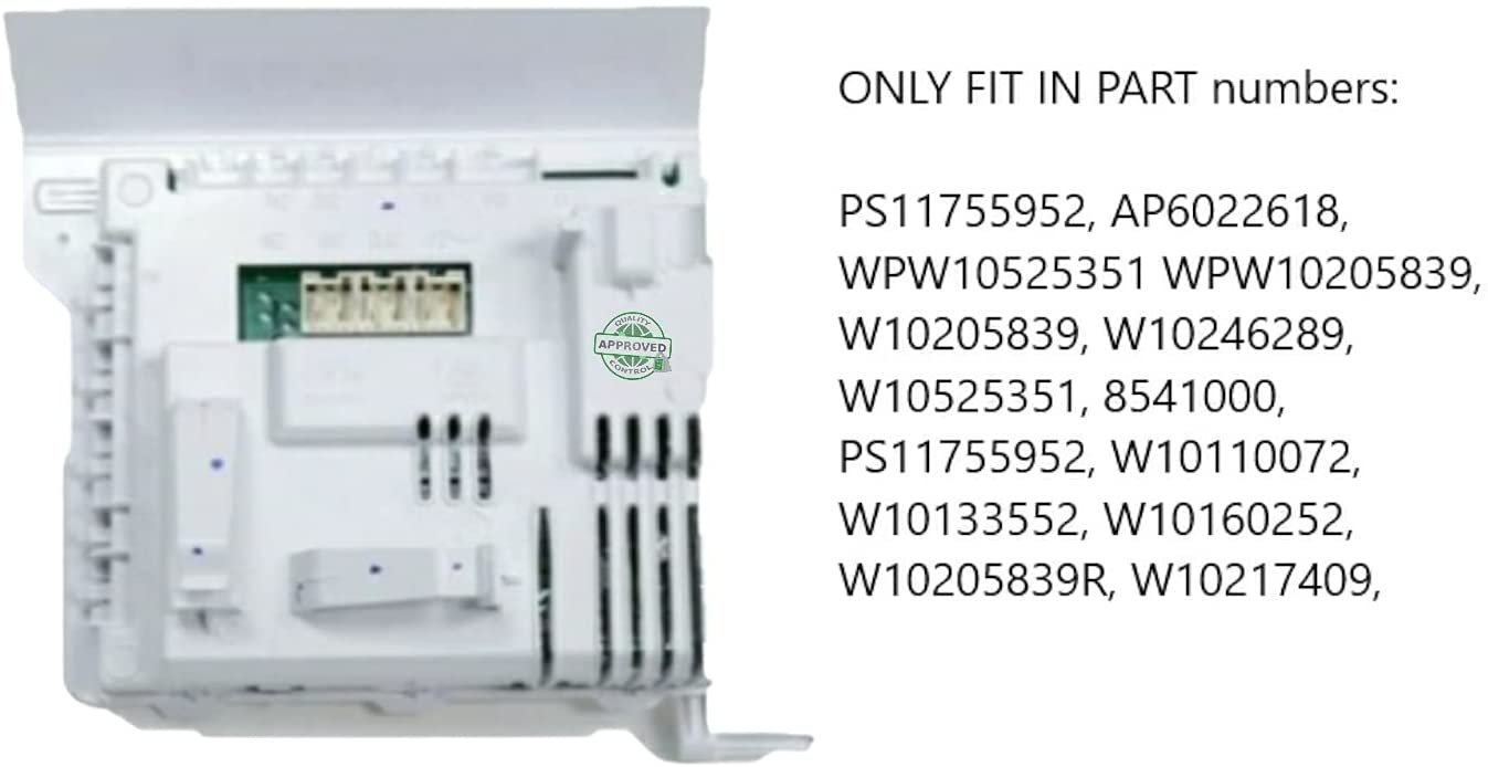 GlobPro 8541000 W10110072 W10133552 W10160252 Washer Control Board 8" ¼ length Approx. Replacement for and compatible with Whirlpool Heavy DUTY