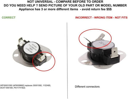 GLOB PRO SOLUTIONS 1122485 B35001092 DC47-00018A CKD3899 High Limit Thermostat