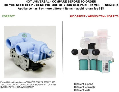 GLOB PRO SOLUTIONS AP3098982 PS348481 EAP348481 PD00002559 CKD3064 Water Inlet Valve