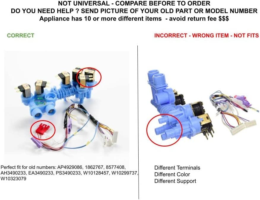 GLOB PRO SOLUTIONS W10364988 CKD2814 Water Inlet Valve compatible with Kenmore, Maytag, Whirlpool