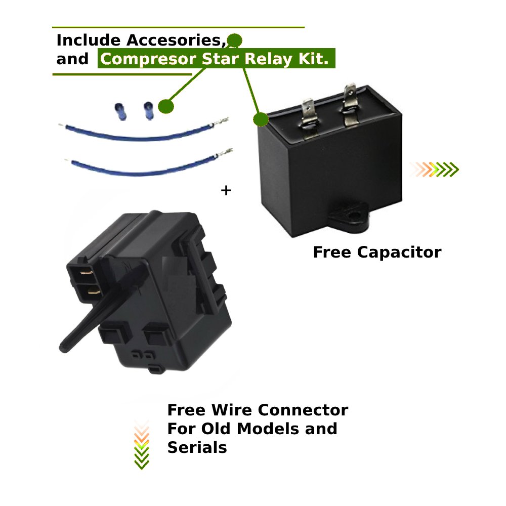 GlobPro PD00036771 EAP2354411 AP4412995 PS2354411 Frid. Compressor Start Relay ¼" Terminal Replacement for and compatible with General Electric Hotpoint Heavy DUTY