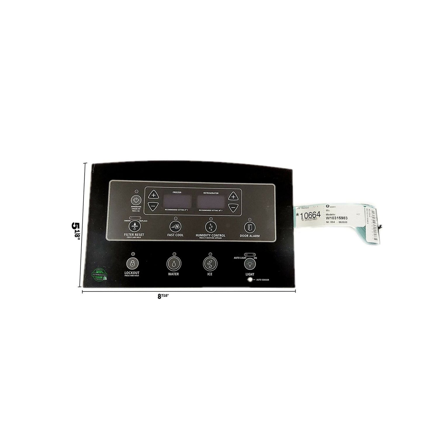 GlobPro 4383963-W10164139-W10315983 Dispenser Control Board and Touchpad (Bla...