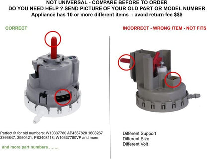 GLOB PRO SOLUTIONS 1608267 1608267 3366847 3950421 CKD2681 Washer Pressure Switch 3" ½ Length Approx. Replacement for and compatible with Whirlpool KitchenAid Roper Kenmore Heavy DUTY