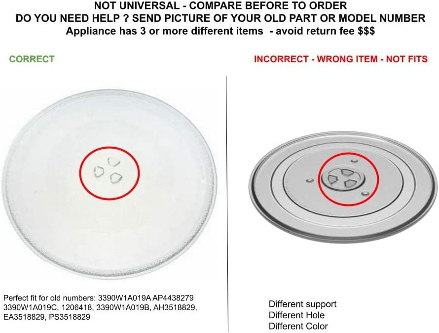 GLOB PRO SOLUTIONS 3390W1A019C 1206418 3390W1A019B CKD2760 Glass Tray Compatible with Amana, GE, Kenmore LG