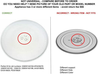 GLOB PRO SOLUTIONS 3390W1A019C 1206418 3390W1A019B CKD2760 Glass Tray Compatible with Amana, GE, Kenmore LG