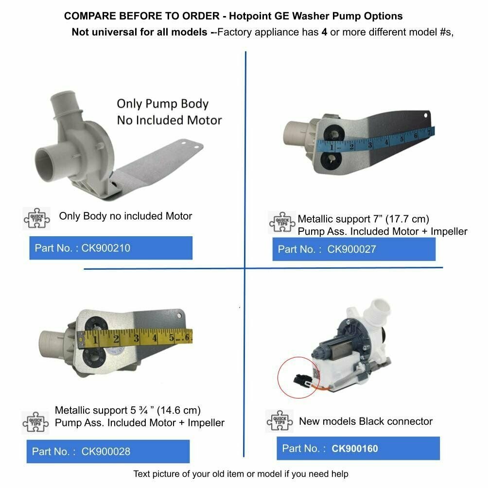 WH23X10030, PS8768445, AP5803461 WASHING MACHINE WATER PUMP FOR GE