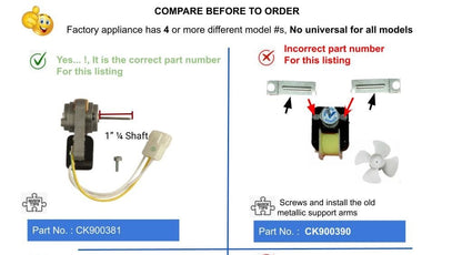 GlobPro WR60X10120 EA304654 914166 Freezer Motor Evaporator Fan 3" length Approx. Replacement for and compatible with General Electric Heavy DUTY