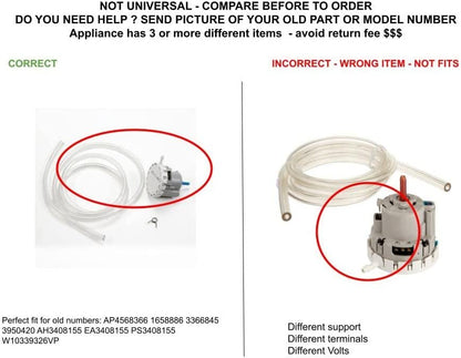GLOB PRO SOLUTIONS W10339326 Washing Machine Water Level Pressure Switch Replacement for and compatible with Heavy DUTY
