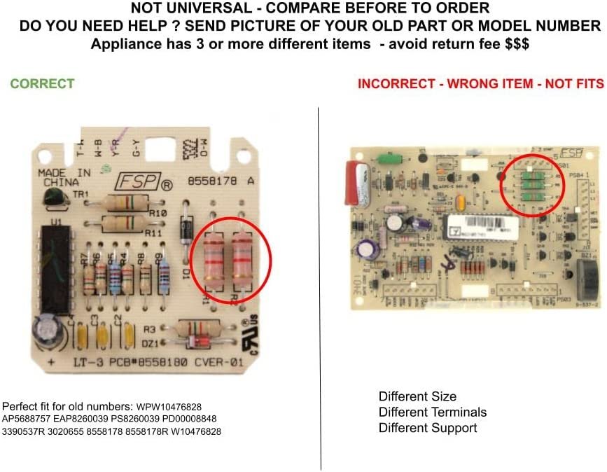 GLOB PRO SOLUTIONS 3390537R 3020655 8558178 8558178R W10476828 CKD5319 Control Board