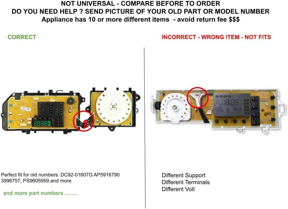 GLOB PRO SOLUTIONS AP5916790 PS9605959 EAP9605959 PD00036485 CKD2683 Dryer Control Board 16" Length Approx. Replacement for and compatible with Samsung Heavy DUTY