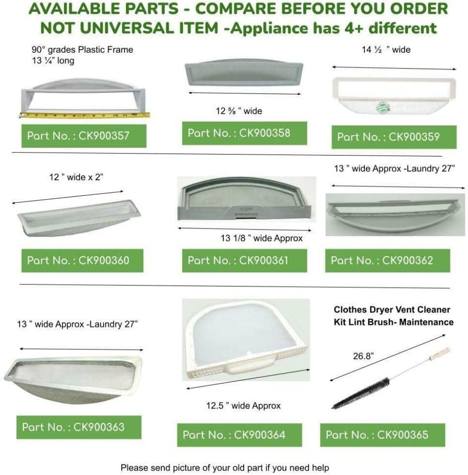 GLOB PRO SOLUTIONS WE18X26 CKD1396 Dryer Lint Screen Filter 12" ⅝ Length Approx. Replacement for and compatible with General Electric Kenmore Hotpoint Heavy DUTY