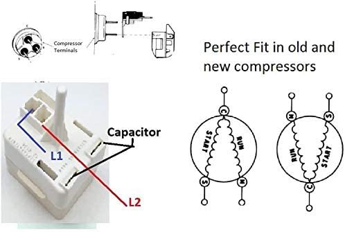 ReplacementParts - Refrigerator Compressor Start Relay capacitor WPW10398552-W10398552