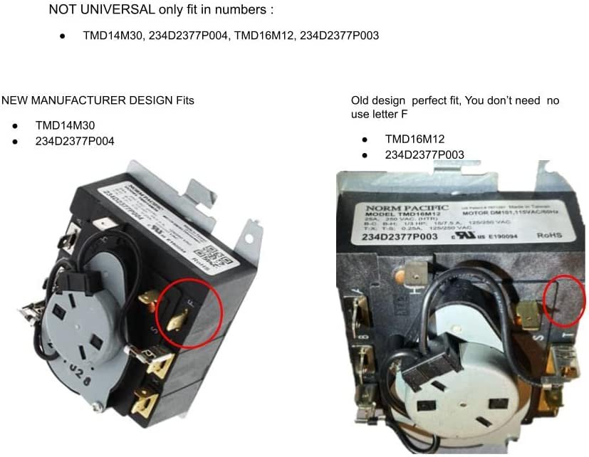 GLOB PRO SOLUTIONS TMD14M30 234D2377P004 TMD16M12 234D2377P003 CKD1400 Dryer Timer 4” ¼ Length Approx. Replacement for and compatible with General Electric Heavy DUTY