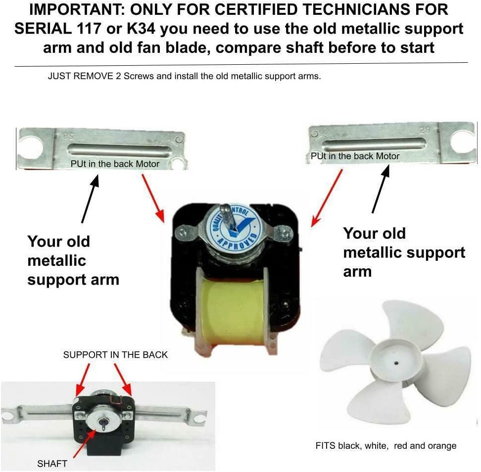 GLOB PRO 4389142 Fits Refrigerator Evapaporator Motor Fan WP4389142. 2163766, 2176298, 2183448, 2183833, 2200546,