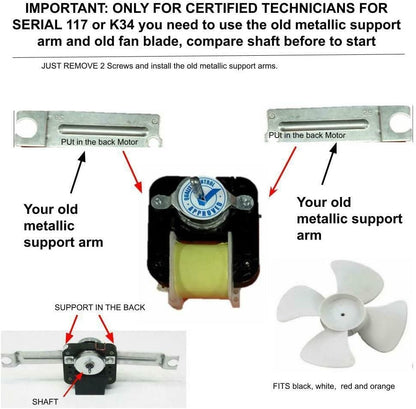 GLOB PRO 4389142 Fits Refrigerator Evapaporator Motor Fan WP4389142. 2163766, 2176298, 2183448, 2183833, 2200546,