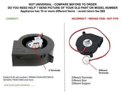 GLOB PRO SOLUTIONS AP5736519 PS3513355 EAP3513355 PD00028415 CKD2713 Refrigerator Blower Fan Duct 4" Length Approx. Replacement for and Compatible with General Electric Heavy Duty
