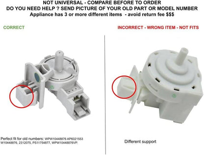 GLOB PRO SOLUTIONS W10448876 2312075 WPW10448876VP CKD2526 Washer Water Level Switch 1" ¾ Length Approx. Replacement for and compatible with Kenmore Maytag Whirlpool Heavy DUTY