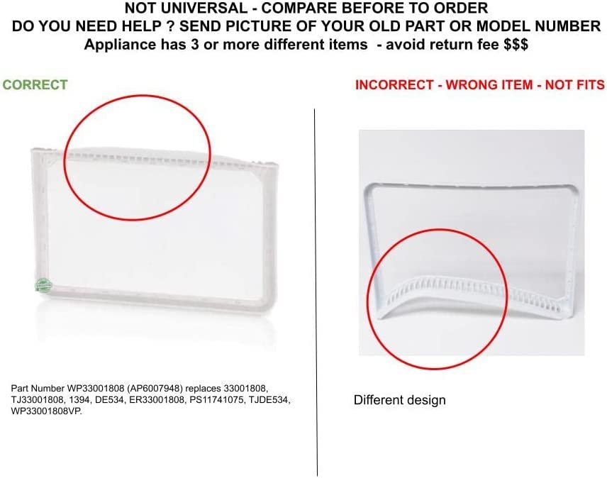 GLOB PRO SOLUTIONS 33001808 1394 WP33001808VP CKD5721 Lint Screen Filter