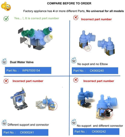 GlobPro PD00003171 AP6010439 PS11743618 EAP11743618 Fridge Water Inlet Valve 5" length Approx. Replacement for and compatible with Maytag Amana KitchenAid Heavy DUTY