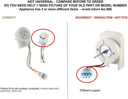GLOB PRO SOLUTIONS AP3855880 PS1017271 EAP1017271 PD00001253 CKD2913 Evaporator Fan Motor compatible with GE,