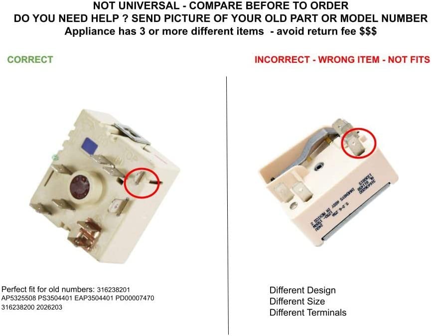 GLOB PRO SOLUTIONS AP5325508 PS3504401 EAP3504401 PD00007470 CKD5417 Surface Burner Switch