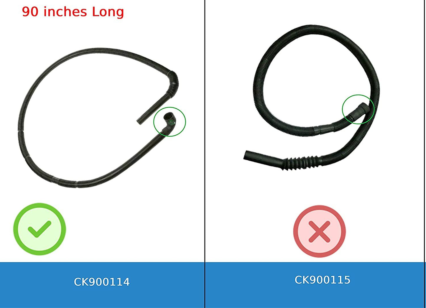GlobPro PD00050048 EAP756357 AP3425462 PS756357 Washer Hose-Drain 90" length Approx Replacement for and compatible with GE Heavy DUTY