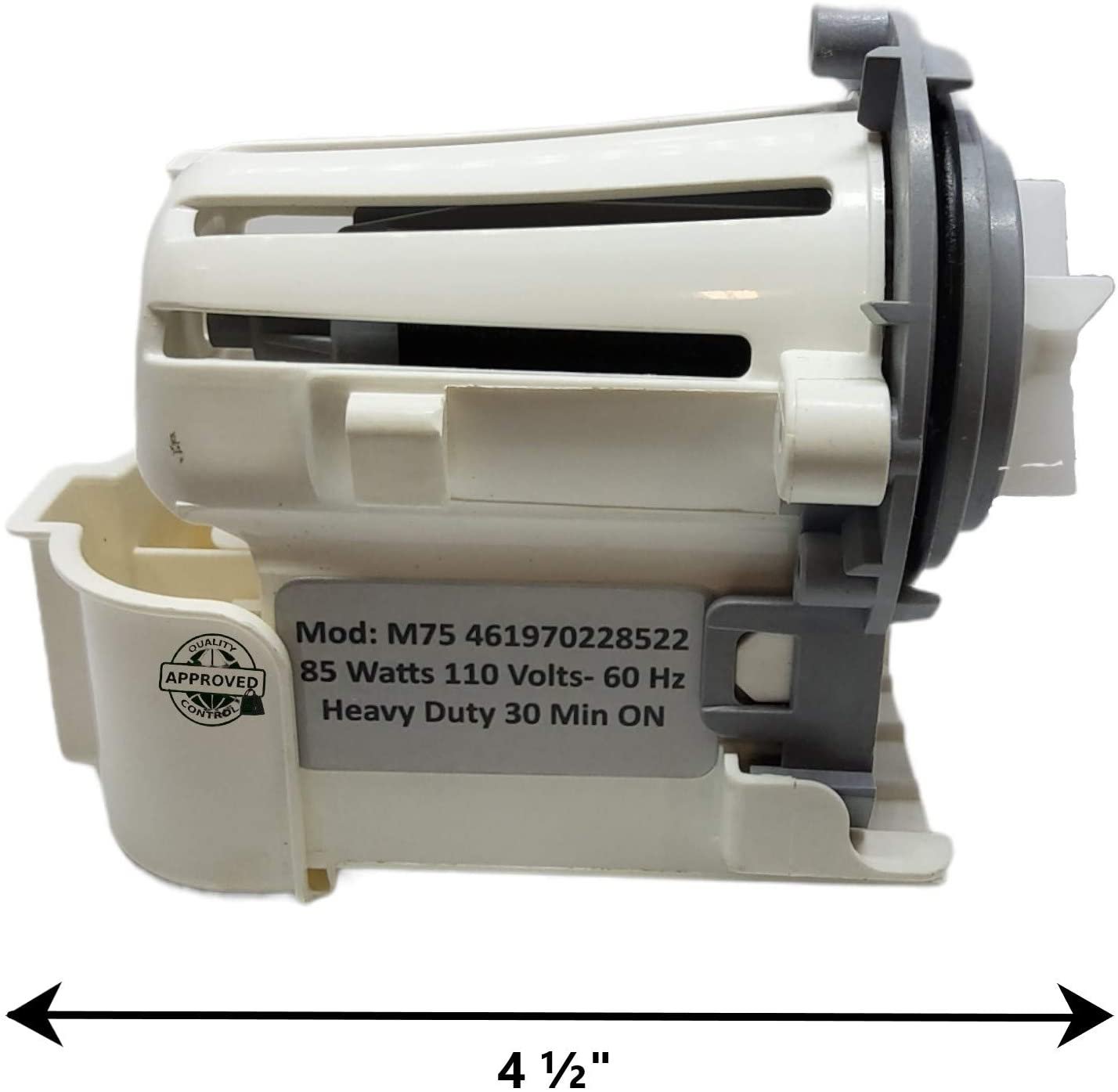 GlobPro W10321032 1876931 Washer Water Drain Pump 4 ½" Approx. Replacement for and compatible with Maytag Whirlpool KitchenAid W10321032 1876931 Heavy DUTY