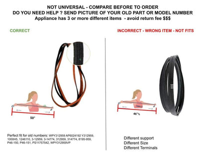 GLOB PRO SOLUTIONS WPY312959 CKD2543 Dryer Drum Belt 50" Length Approx. Replacement for and compatible with Maytag Admiral Kenmore Jenn-Air Heavy DUTY