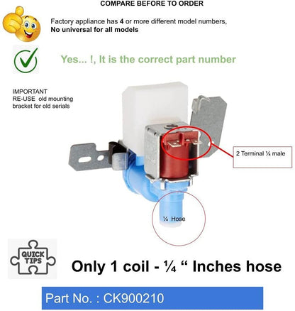 ReplacementParts-CK900210 Hotpoint Refrigerator Water Inlet Valve AP3189335, PS304375