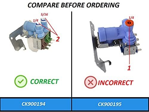 GlobPro WR57X0111 WR57X0119 WR57X10010 WR57X10012 Fridge Water Inlet Valve - ¼" - 5/16" inlet 2 coil Replacement for and compatible with General Electric Kenmore Heavy DUTY