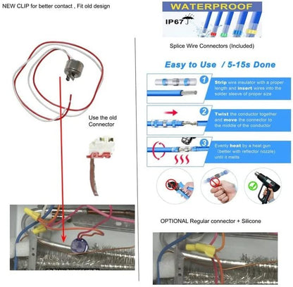GLOB PRO SOLUTIONS AP3796803 PS966754 EAP966754 PD00023048 CKD1759 Refrigerator Thermostat Defrost Fz Replacement for and compatible with General Electric Heavy DUTY