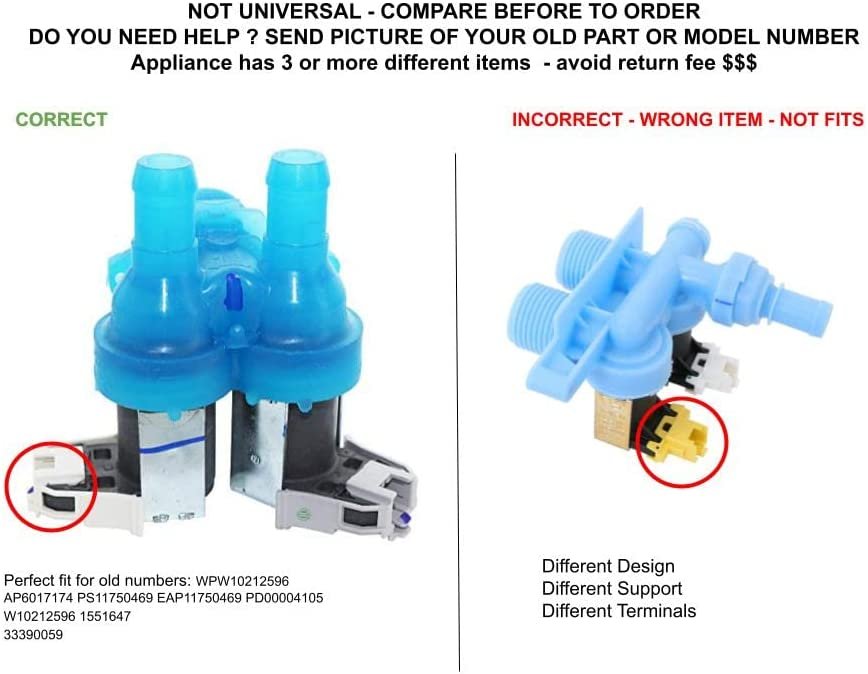 GLOB PRO SOLUTIONS W10212596 1551647 CKD5814 Water Inlet Valve