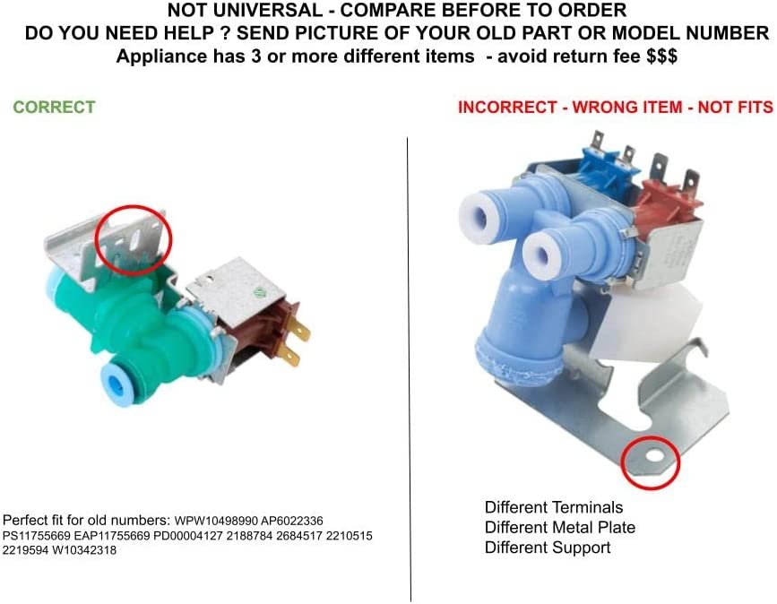 GLOB PRO SOLUTIONS 2188784 2684517 2210515 2219594 W10342318 CKD4718 Water Inlet Valve