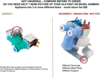 GLOB PRO SOLUTIONS 2188784 2684517 2210515 2219594 W10342318 CKD4718 Water Inlet Valve