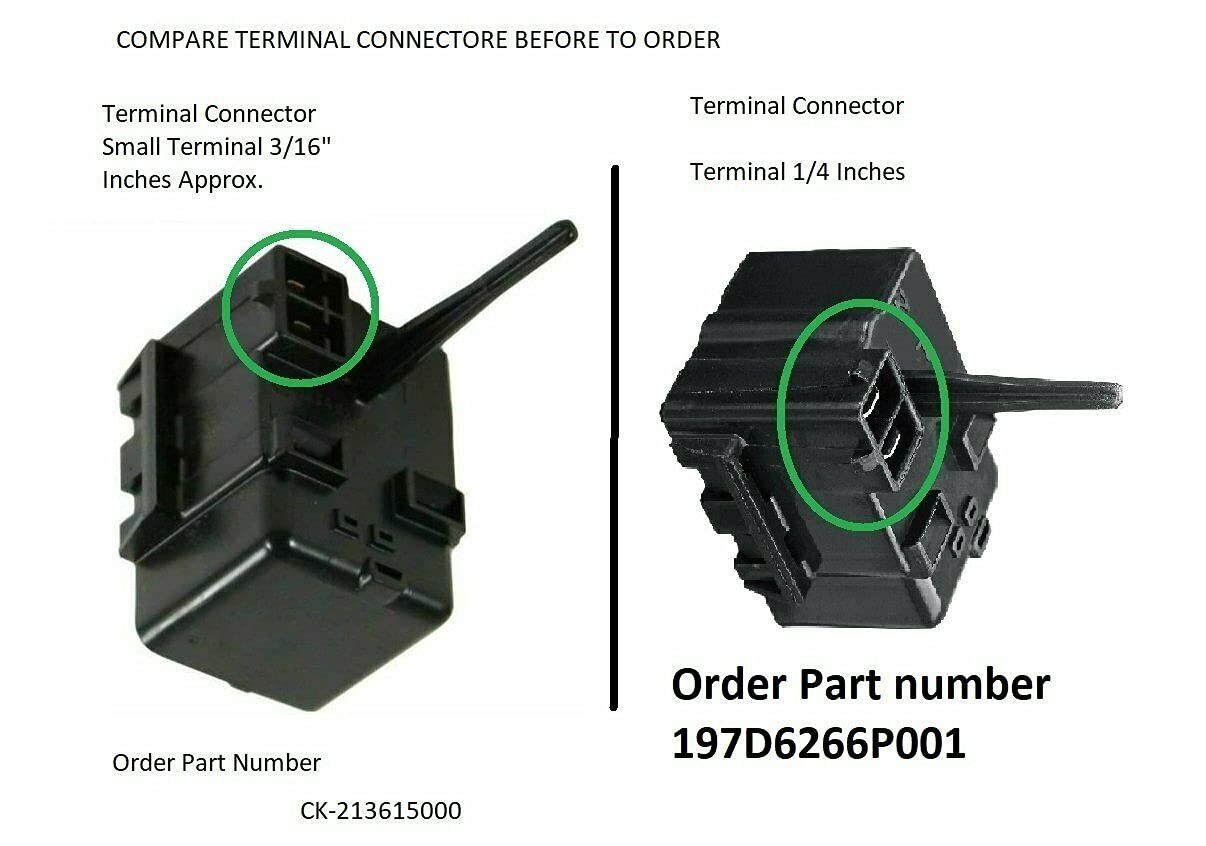GLOB PRO SOLUTIONS CK213615000 Fits Embraco Compressor Start Relay 213615000 3/16 Connector Compatible with Heavy Duty
