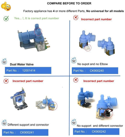 GlobPro 12001414 Fridge Dual Water Valve Kit 4" ¼ length Approx. Replacement for and compatible with Maytag Admiral Jenn-Air Magic Chef Heavy DUTY
