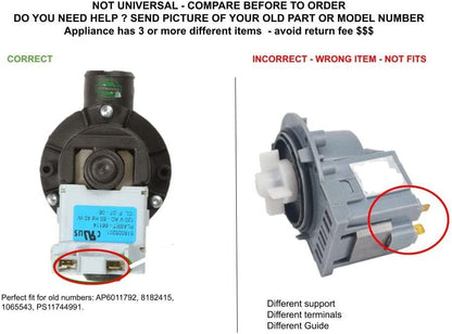 GLOB PRO SOLUTIONS WP8182415 CKD2506 Washer Drain Pump Replacement for and compatible with Heavy DUTY