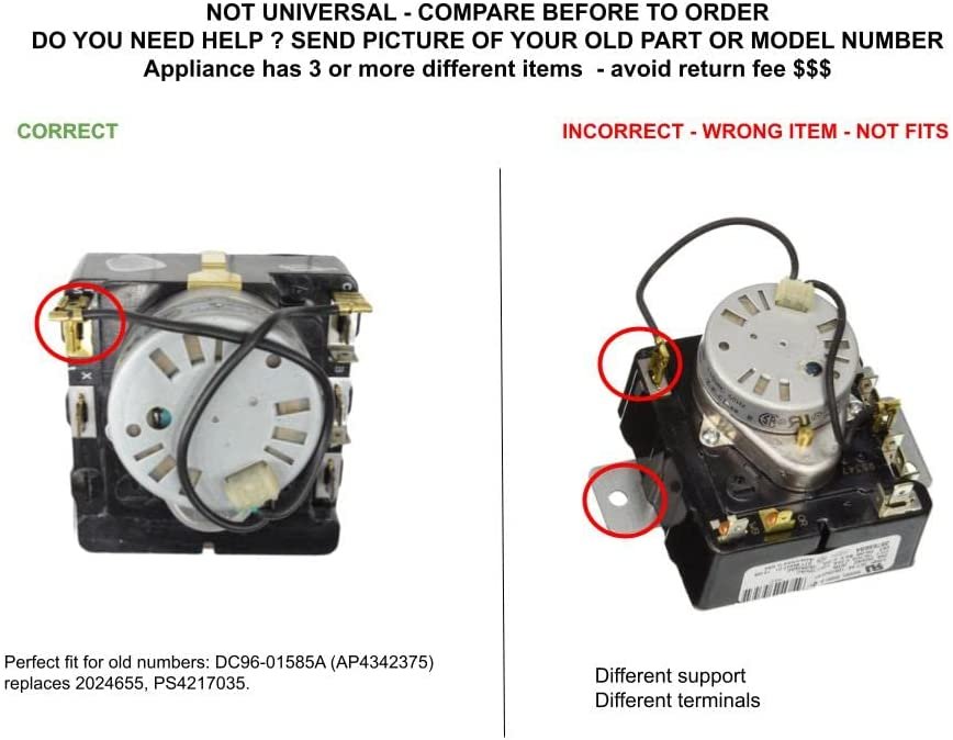 GLOB PRO SOLUTIONS 131905500 CKD2378 Dryer Timer 3" Length Approx. 9 Terminals Replacement for and compatible with Frigidaire Kenmore White Westinghouse Heavy DUTY