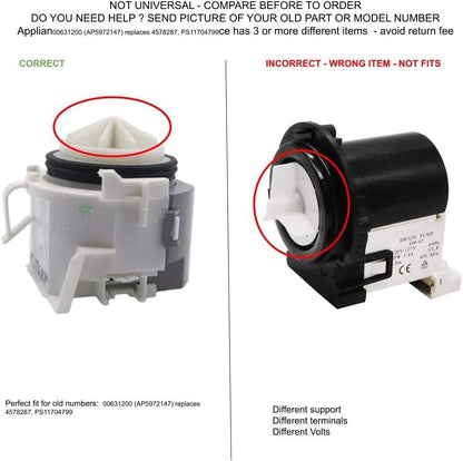 GLOB PRO SOLUTIONS 631200 CKD2755 Drain Pump compatible with Crosley, Frigidaire, Gibson Kenmore