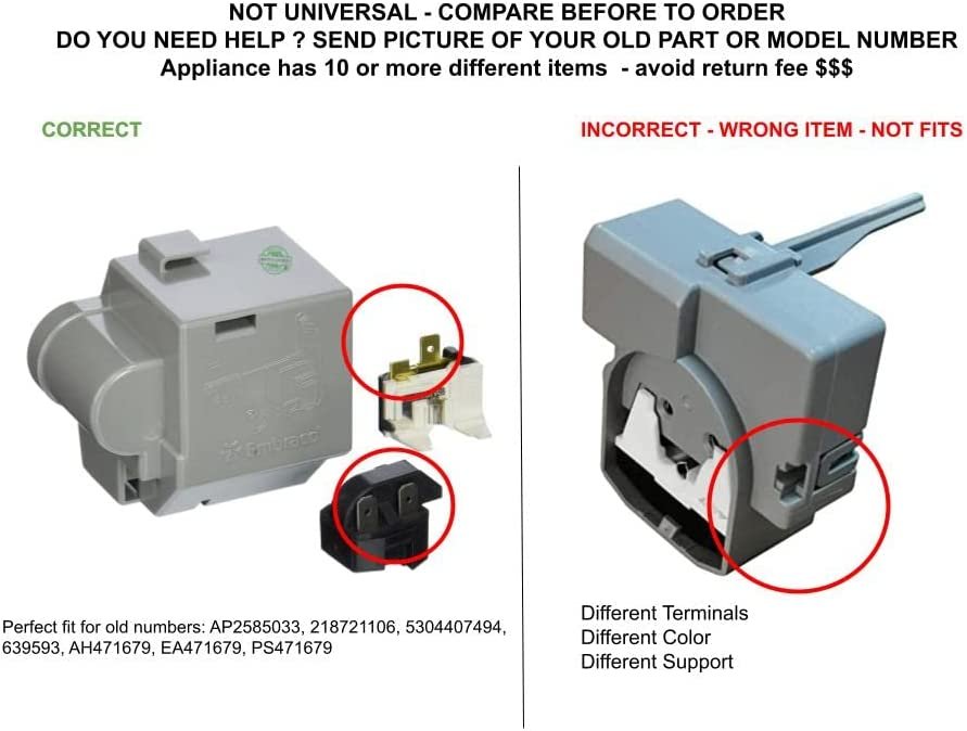 GLOB PRO SOLUTIONS 218721106 639593 5304407494 CKD2834 Relay & Overload Kit compatible with Frigidaire, Gibson, Kenmore