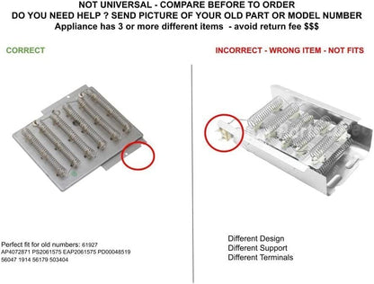 GLOB PRO SOLUTIONS 1914 CKD5236 503404 Dryer Heating Element Replacement for Speed Queen 503404